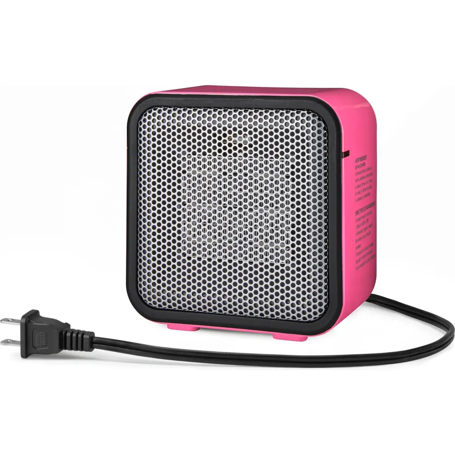 Amazon Basics Ceramic Portable Mini Space Heater for Office Desk, Indoor Use, Fast Heating, 500W, With Tip-Over Protection, Lightweight 1.4 lbs, Black, 5.87"D x 3.15"W x 5.95"H