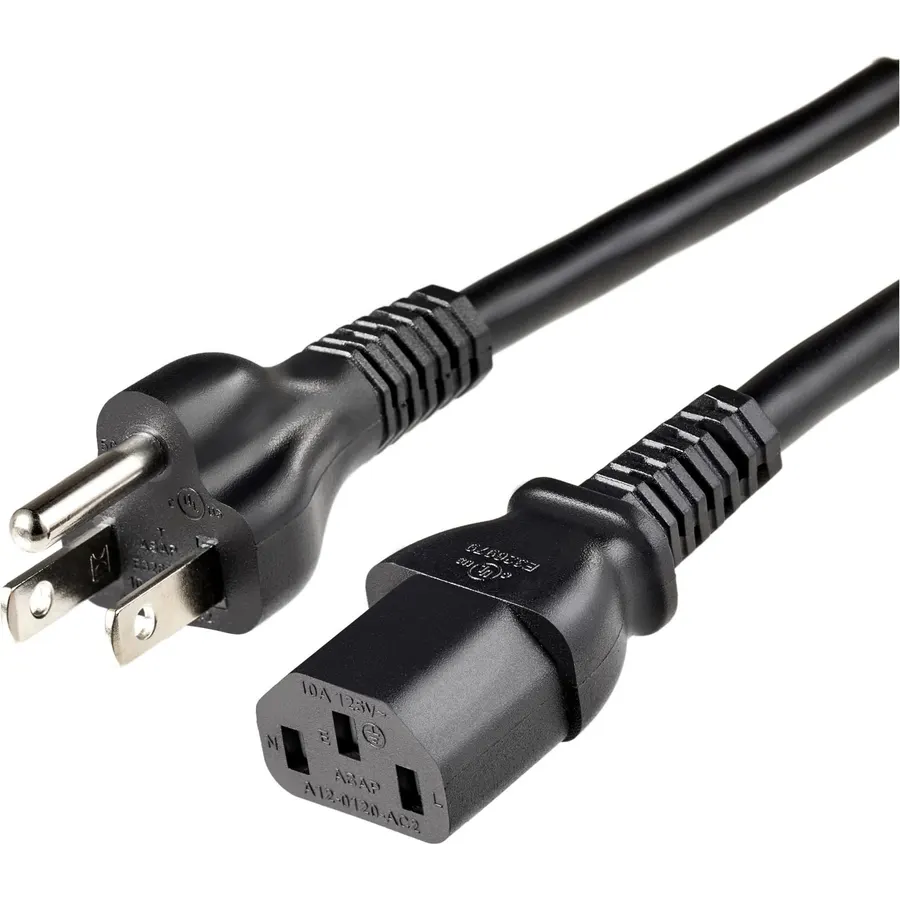 Amazon Basics Replacement Power Cord for Computer, Monitor, TV, Printer, PC, 3 Prong, 18 AWG, 125 Volts, 10 Feet, Black