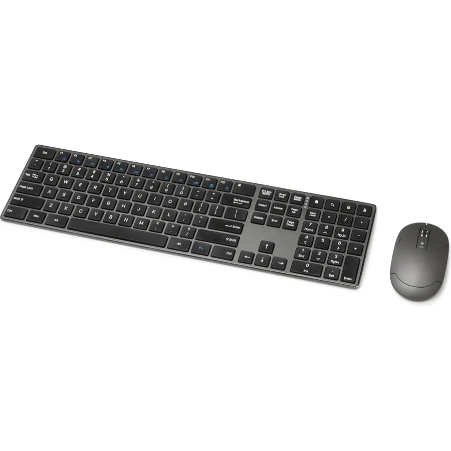 Amazon Basics Ultra Premium Wireless Keyboard and Mouse Combo, Rechargeable, Full-Size with Number Pad, Sleek Design, Plug and Play, Quiet Typing, 2.4GHz USB Receiver, Black