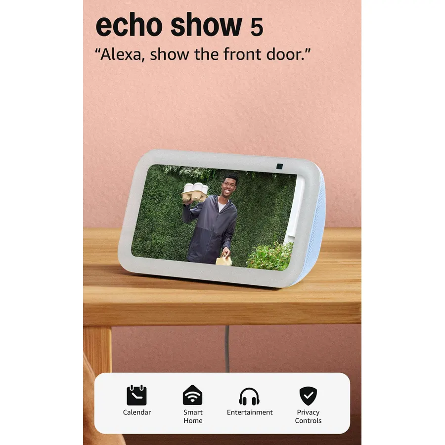 Amazon Echo Show 5 (newest model), Smart display, Designed for Alexa+, 2x the bass and clearer sound, Cloud Blue