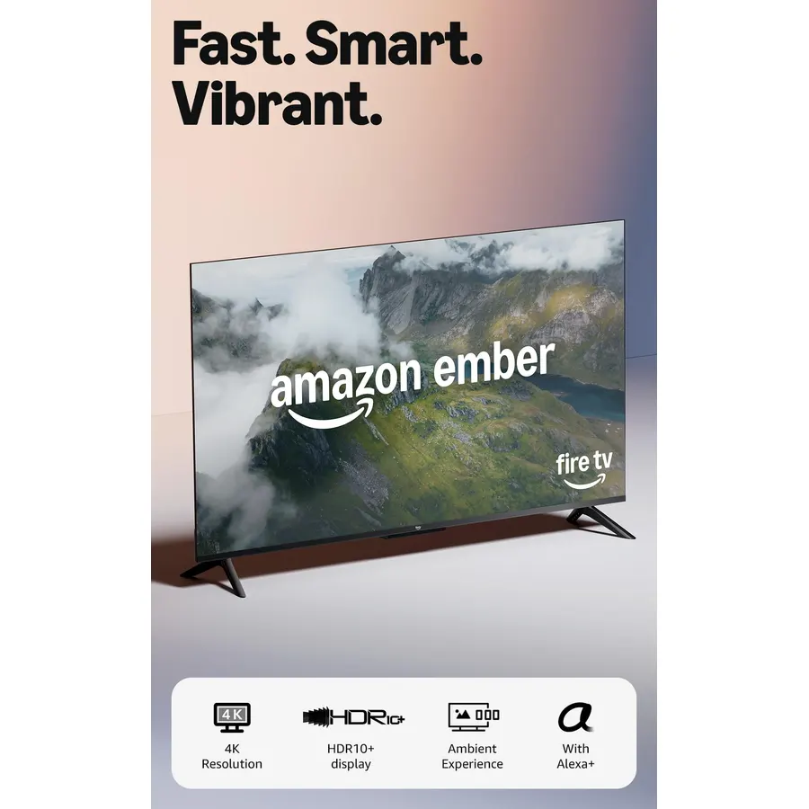 Amazon Ember 43" 4-Series with Fire TV (newest model), 4K Ultra HD smart TV with Alexa Remote, HDR10+, fast processor, Dolby Audio, Ambient Experience, free and live TV, find shows faster with Alexa+