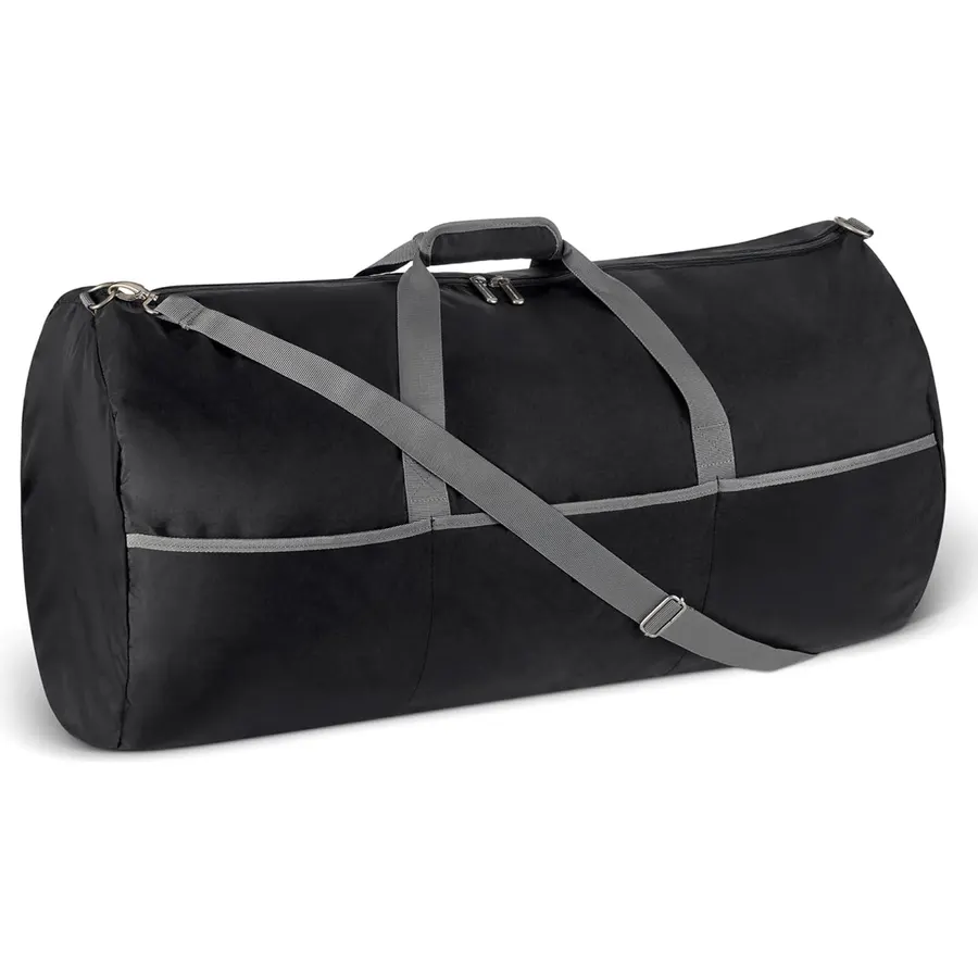 Amazon Essentials Extra Large Foldable Nylon Duffel Bag for Travel/Storage with Zippered Pockets, 32.4", 150L, 50-LBS Capacity, Black (Previously Amazon Basics)