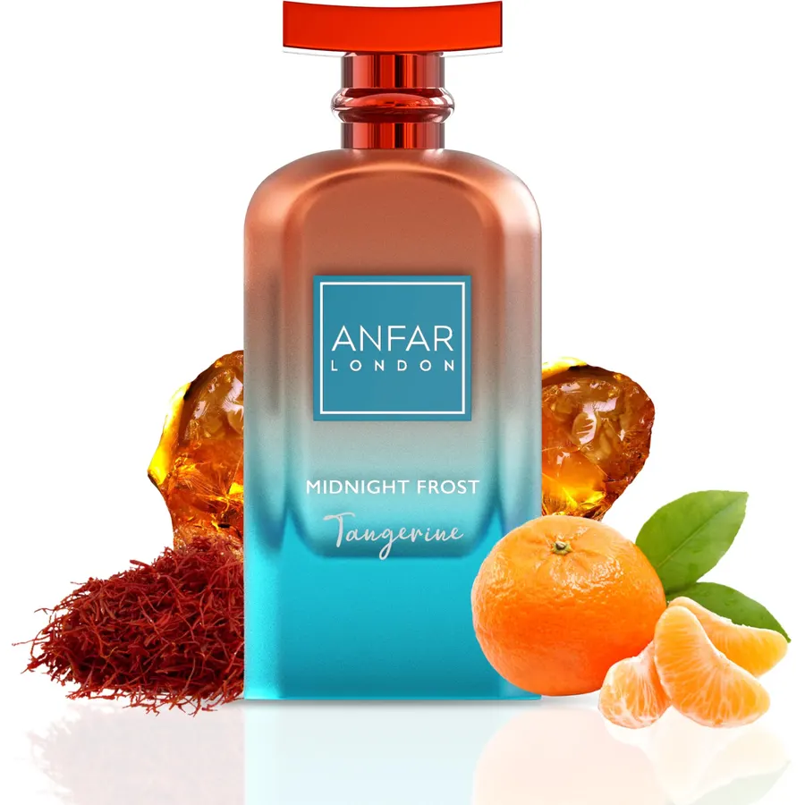 ANFAR LONDON Midnight Frost Tangerine Eau de Parfum 100ml – Dubai Perfume for Men, Long Lasting Citrus Amber Musk Fragrance, Luxury Arabian Cologne
