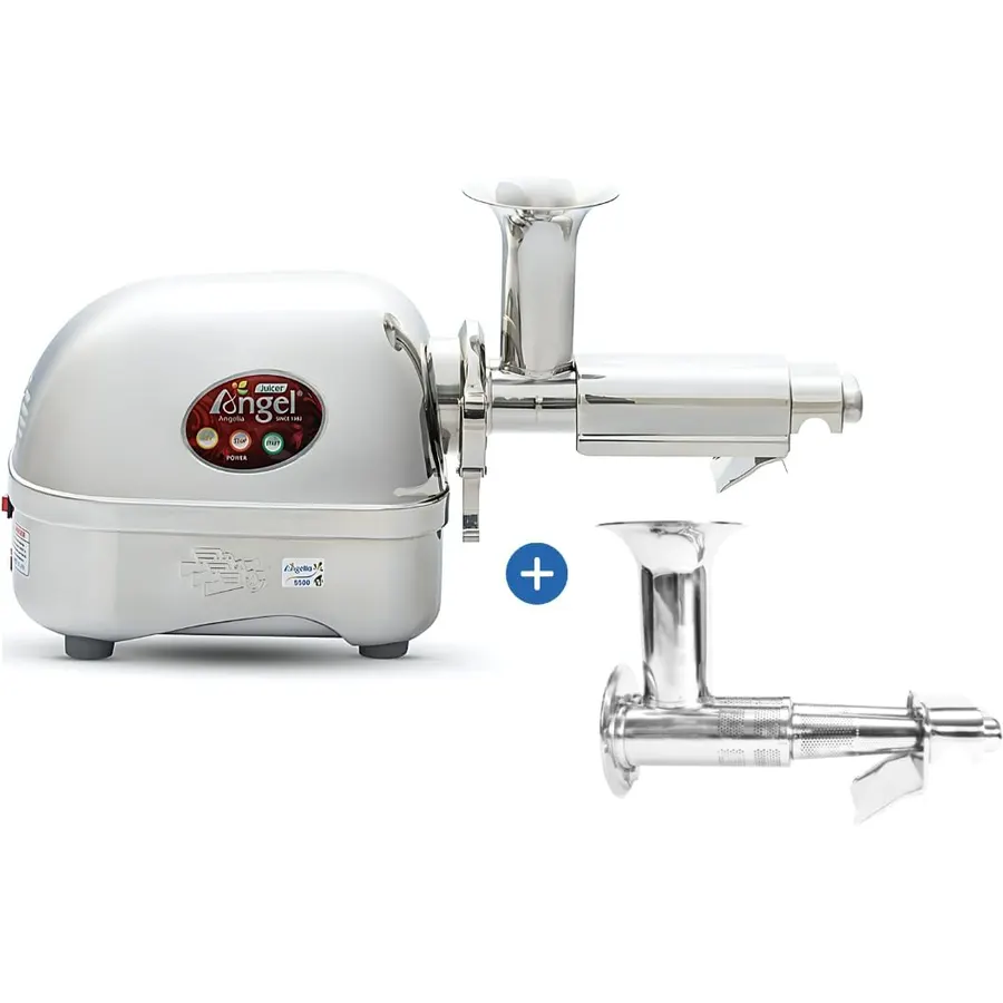 Angel Juicer AG-5500SFH Stainless Steel Electric Juice Extractor, SUS-304 Food Grade, 3HP Grinding Force, Dual Gear Technology, 10-Year Warranty