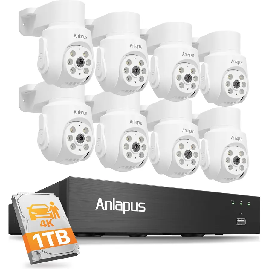 Anlapus 4K Security Camera System, 4Pcs 8MP Wired Dome Cameras, 1TB HDD