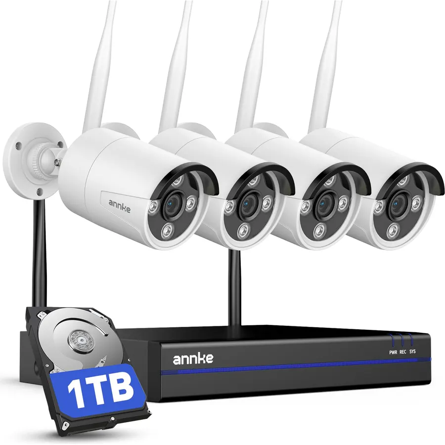 ANNKE 16CH 4K NVR with 4 x 3MP Outdoor Wireless Security Camera System, 1TB