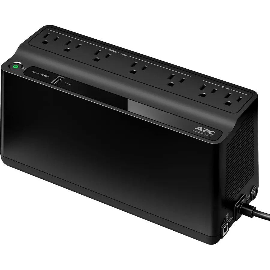 APC BE600M1 UPS Battery Backup & Surge Protector for Computer, Router, NAS