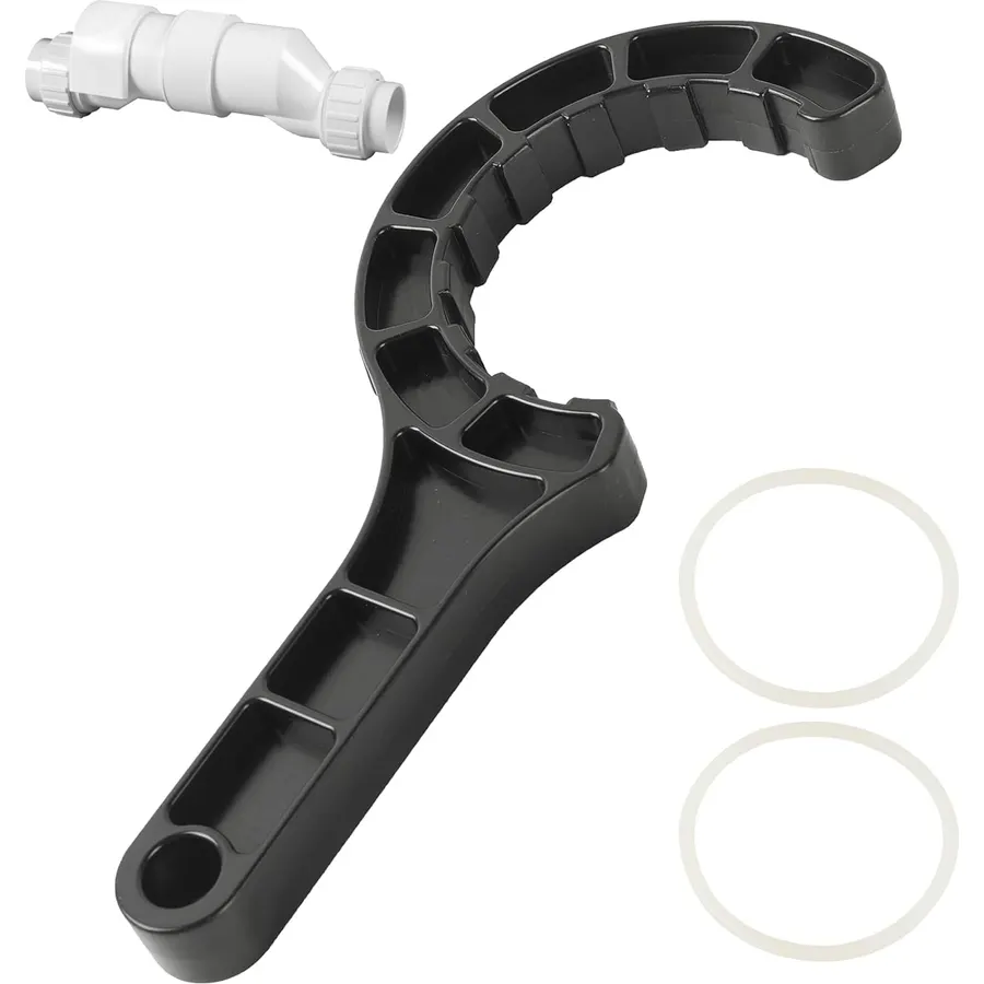 AR-PRO 15T Pool Salt Cell Wrench with 2 Silicone O-Rings, Pool Chlorinator Tool Compatible with Hayward GLX-Cell 2" Union for Salt Cell Removal & Maintenance
