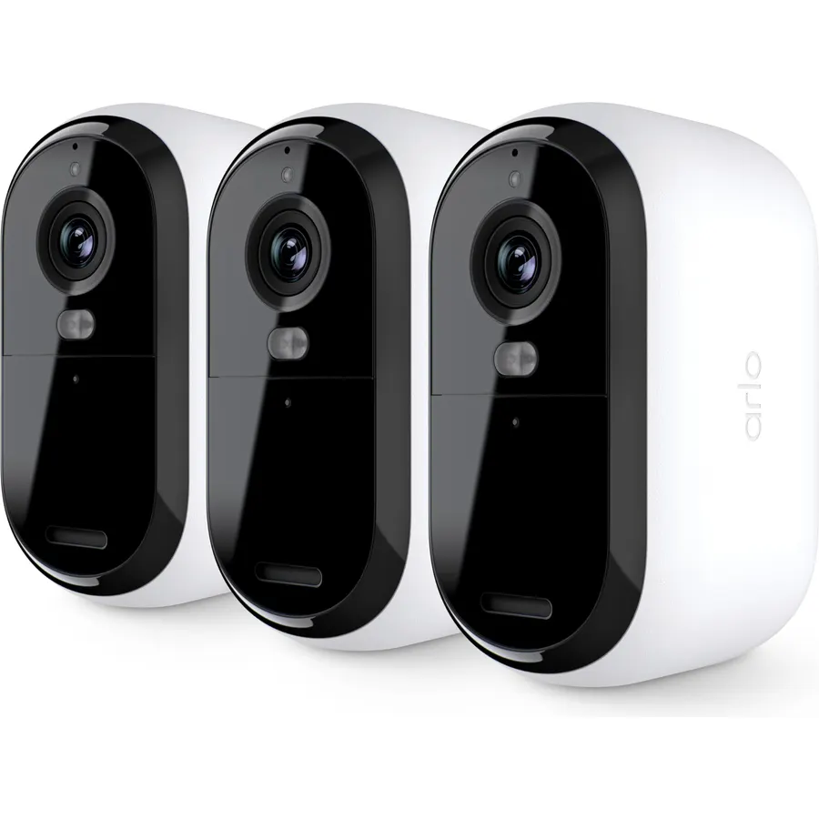 Arlo Essential Security Cameras Wireless Outdoor 1080p HD (2nd Gen, 2023 Release) - Battery Power, Person Recognition, Package Detection, Animated Preview, 1-Month Trial of Secure Plan, 3 Cam, White
