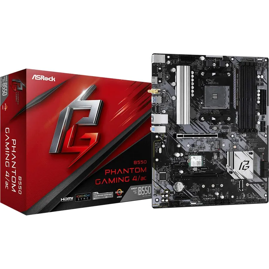 ASRock B550 Phantom Gaming 4 AC Supports 3rd Gen AMD AM4 Ryzen™ / Future AMD Ryzen™ Processors Motherboard