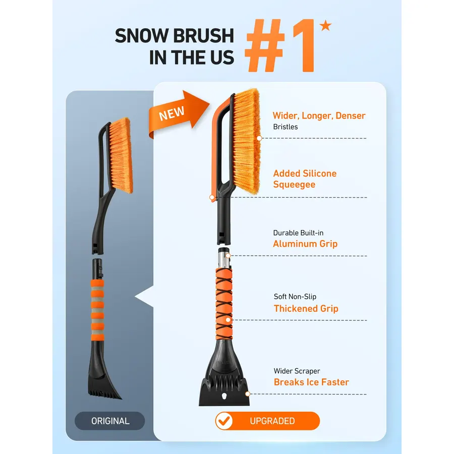 AstroAI 27" 2-in-1 Detachable Snow Brush & Ice Scrapers for Car Windshield