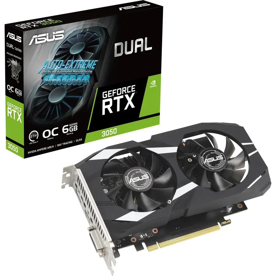 ASUS Dual GeForce RTX 3050 6GB GDDR6 OC Edition Gaming Graphics Card
