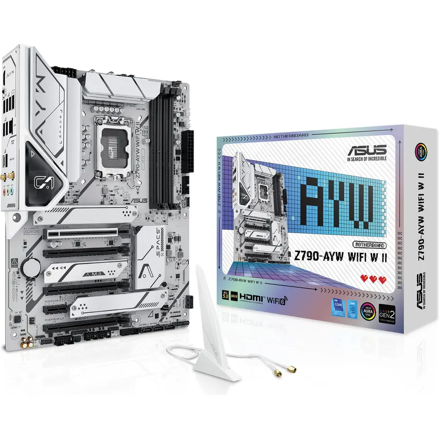 ASUS X870 AYW Gaming WiFi W AMD X870 AM5 ATX Motherboard, 12+2+1 80A DrMOS Power Stages, DDR5, PCIe 5.0 Ready, PCIe 5.0 x16, 3X M.2, Wi-Fi 6, 2.5Gb LAN, HDMI™, USB4®, USB 20Gbps Type-C®, Aura Sync