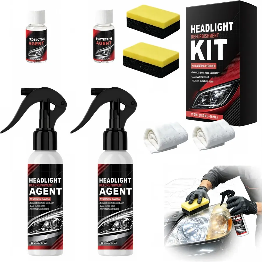 Automotive Headlamp Restoration Fluid Kit Headlight Restoration Polish，2PCS