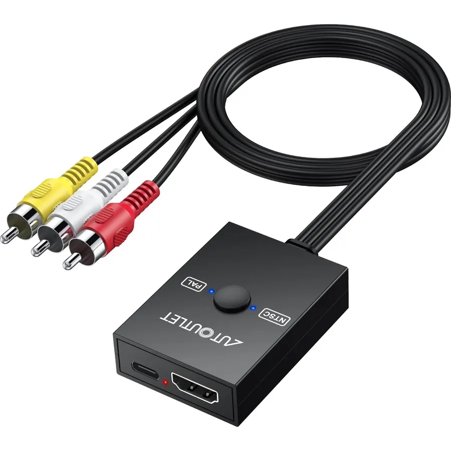 to HD Multimedia Interface Converter, Composite AV to HDMI Adapter, Supports 720P to 1080P Output, USB Powered, for TV Stick, PC, DVD, HDTV