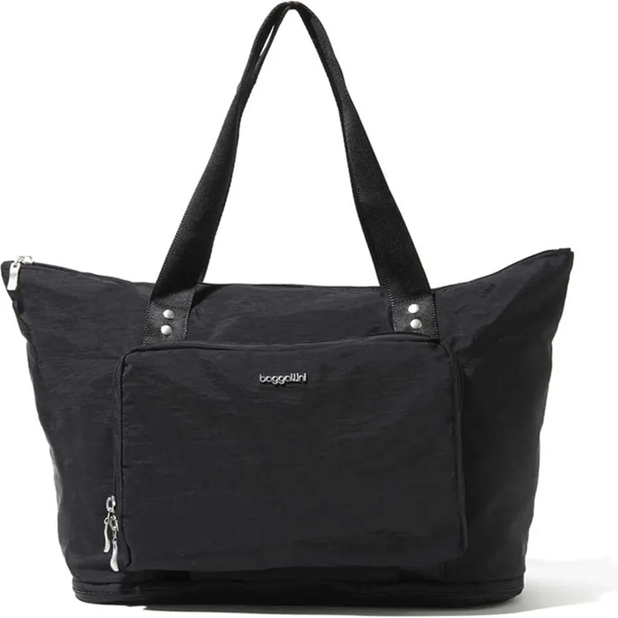 Baggallini Carryall Expandable Lightweight Travel Tote 22" Packable Folding Compact Nylon Washable Weekender w/Luggage Sleeve