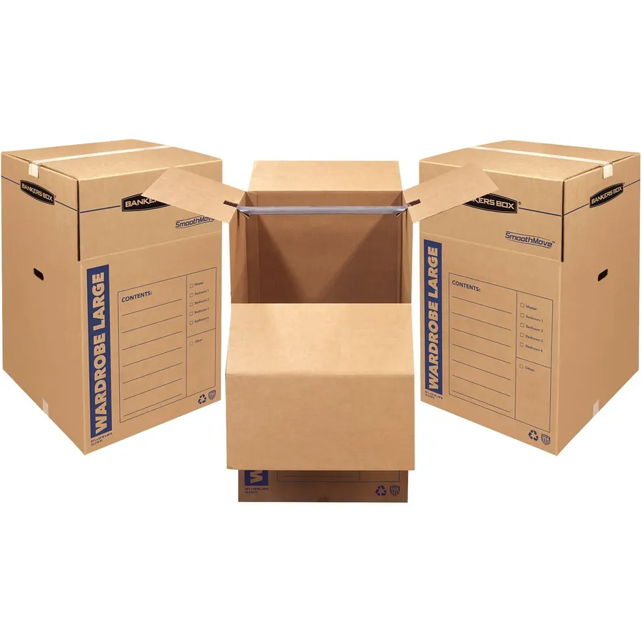 Bankers Box 3-Pack Tall Wardrobe Moving Boxes, 24" x 24" x 40"