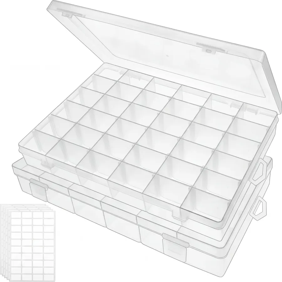 Bead Organizer Storage 2 Pack 36 Grid Jewelry Tackle Craft Box Adjustable