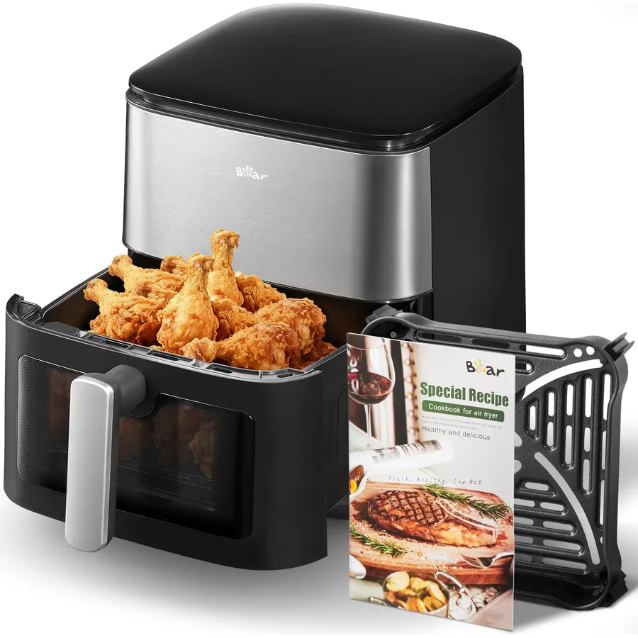 Bear 6.3QT Air Fryer, Smart Touchscreen, 4D Turbo Crisp & Steam Window