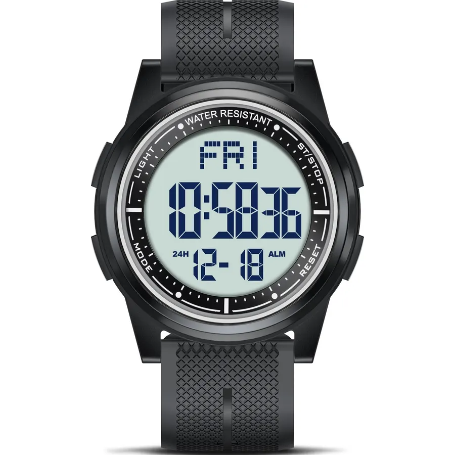 Beeasy Digital Watch for Men Women, 50M Waterproof, Ultra-Thin & Lightweight, 44mm Silicone Sports Watch with Alarm, Stopwatch, Countdown, Ideal for Gym, Running, School, Daily Wear