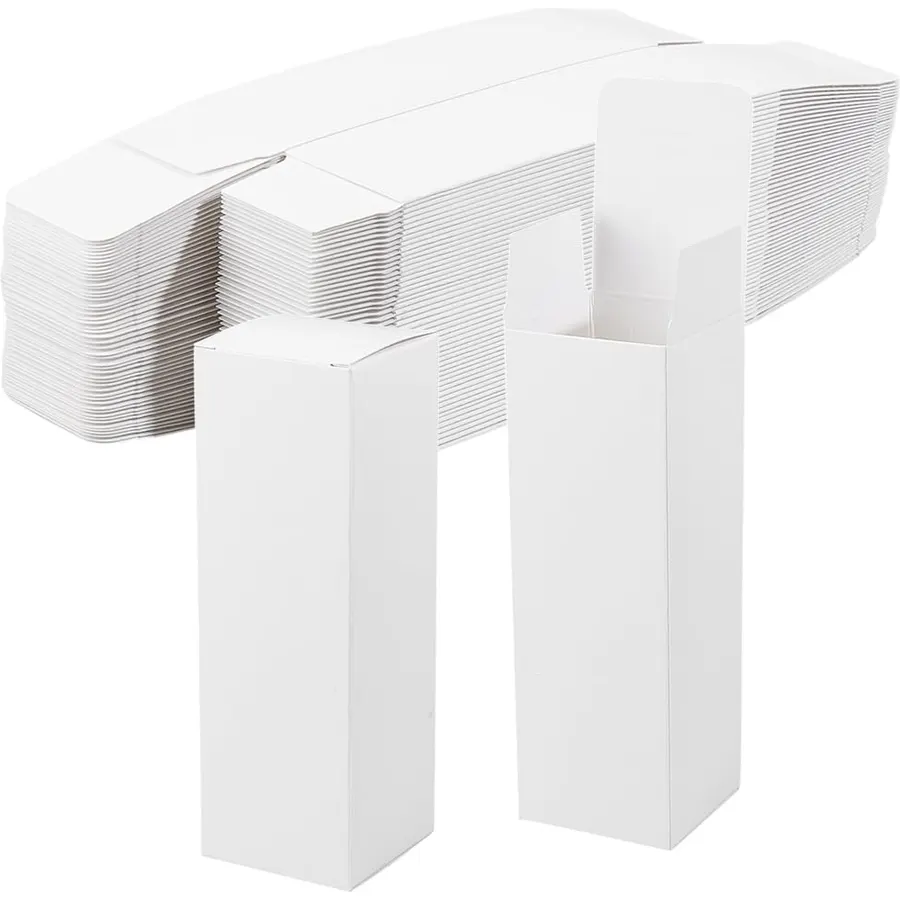 BENECREAT 50 Pcs Paper Gift Box, 1.9x1.9x5.8 Inch Rectangular Cardboard Boxes for Birthday Favor, Party Favor and Valentine's Day Favor Packaging(White)