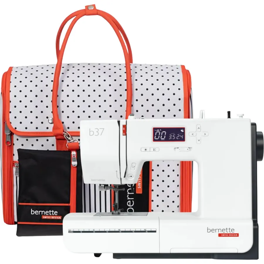 Bernette b37 Sewing Machine with Quilting Kit, Includes Free Tote Bag | LCD Display, LED Light, 50 Stitches, Built-in Needle Threader | For Beginners to Pros