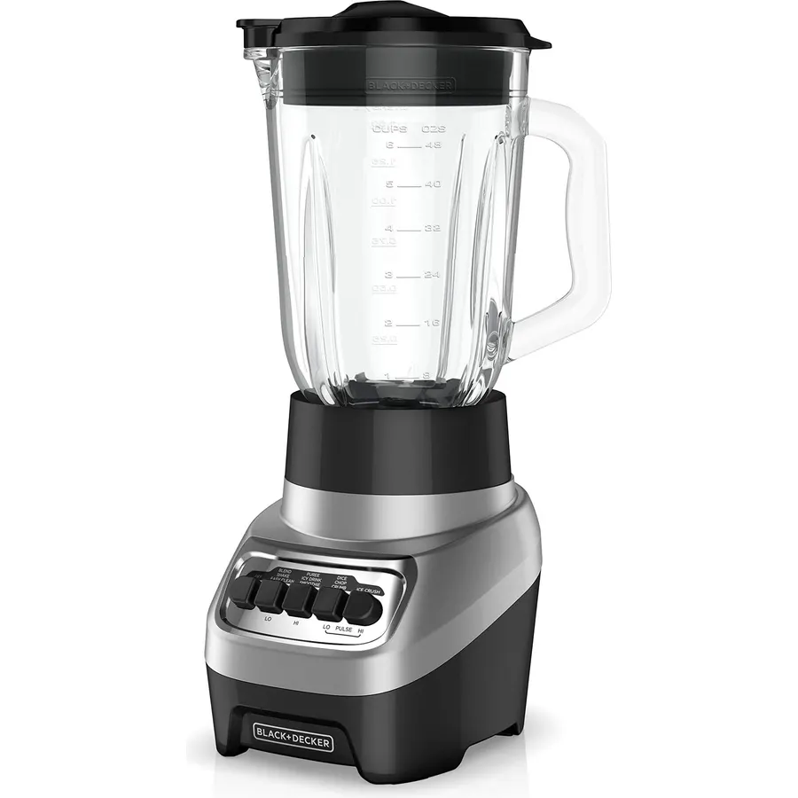 BLACK+DECKER PowerCrush Multi-Function Blender with 6-Cup Glass Jar, 4 Speed Settings, Silver