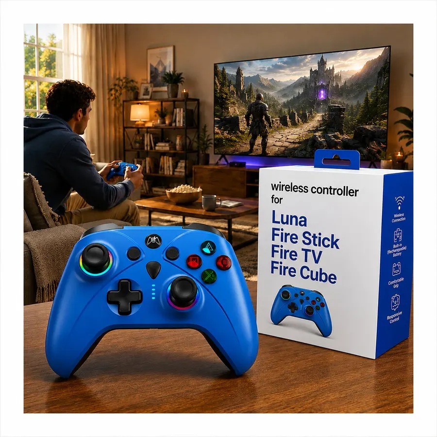 Blue Wireless Gamepad For Luna Controller with TMR Sticks and RGB Lights