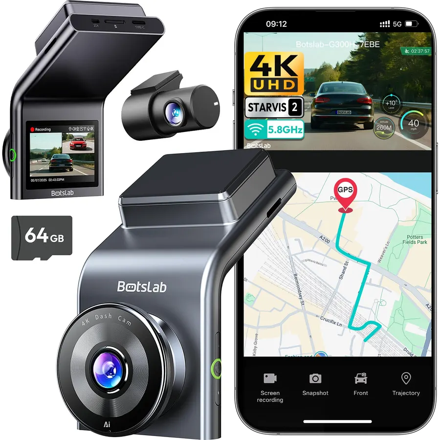 BOTSLAB G300H Plus 4K STARVIS 2 Dual Dash Cam Front and Rear[2026 Upgraded]