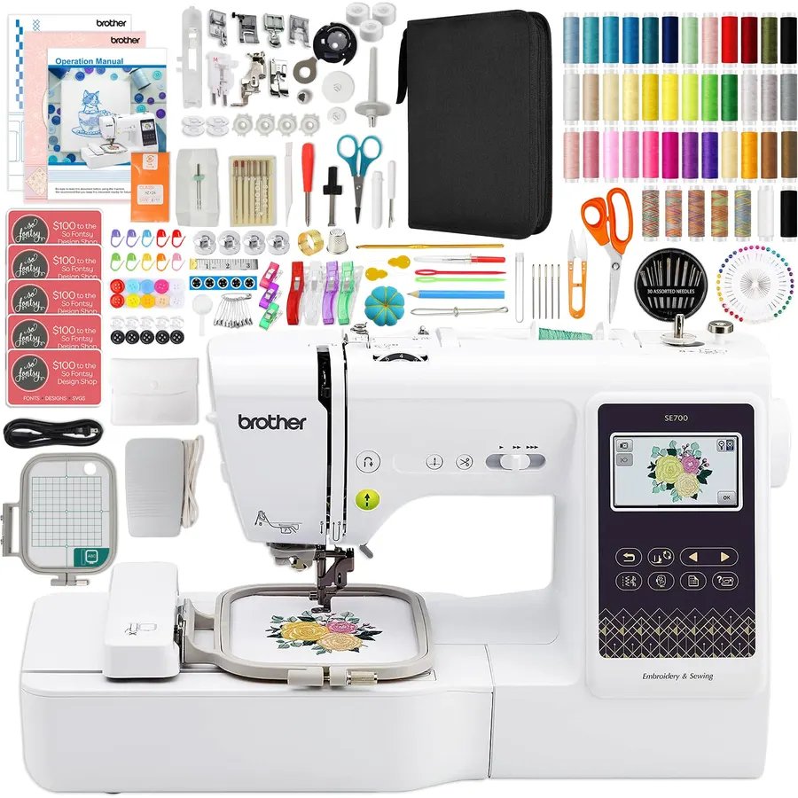 Brother SE2000 5" x 7" Combo Embroidery & Sewing Machine with 5pc Hoop Set & 230+ Accessories