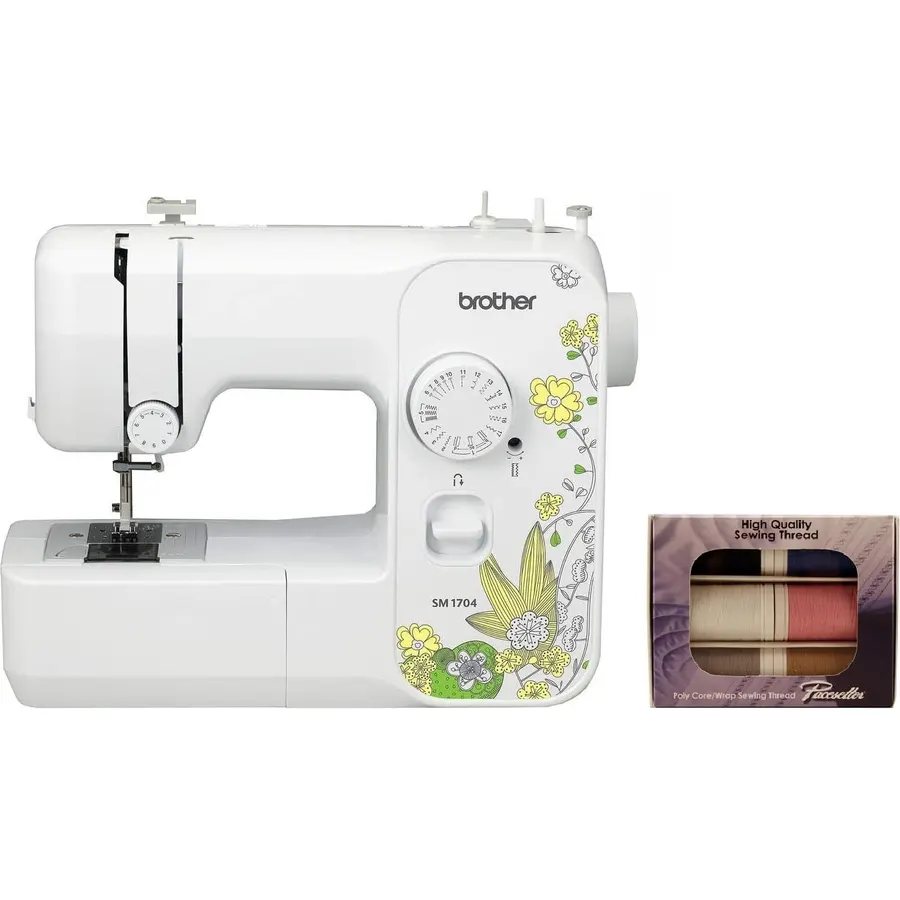 Brother SM1704 17-Stitch Free Arm Sewing Machine and SASC706 6-Piece Pacesetter Sewing Thread