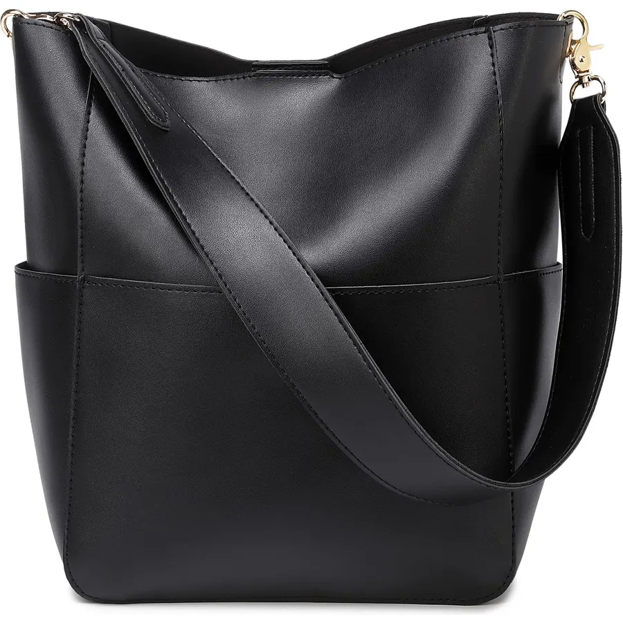 Bucket Purses for Women Designer PU Leather Bucket Bags With 2 Adjustable Guitar Strap Hobo Bags for Women