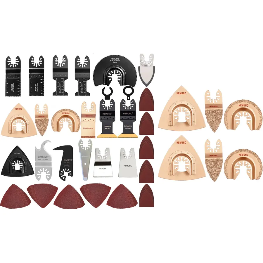 Bundle-HEMUNC 118PCS Oscillating Tool Accessories with 6PCS Carbide Grit Oscillating Blades for Grout Removal