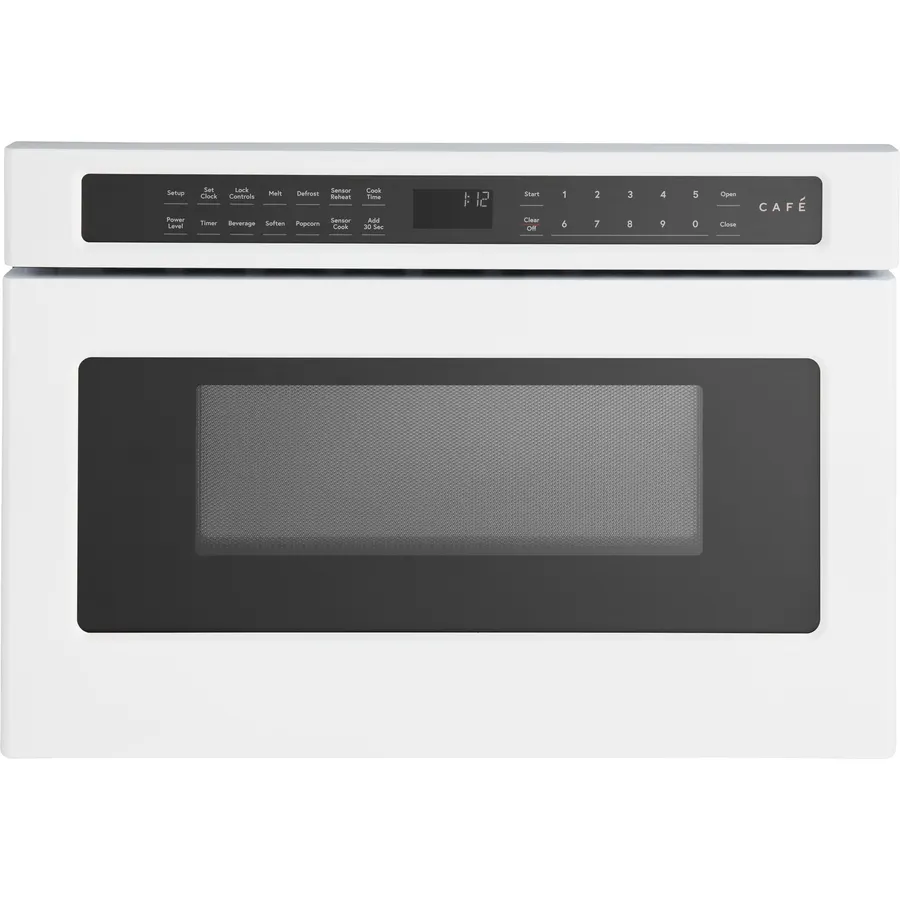 Café 1.2 Cu Ft 24" Microwave Drawer, 1000W, Sensor Cooking, Easy-Glide Drawer, Glass Touch Controls, Matte White, CWL112P4RW5
