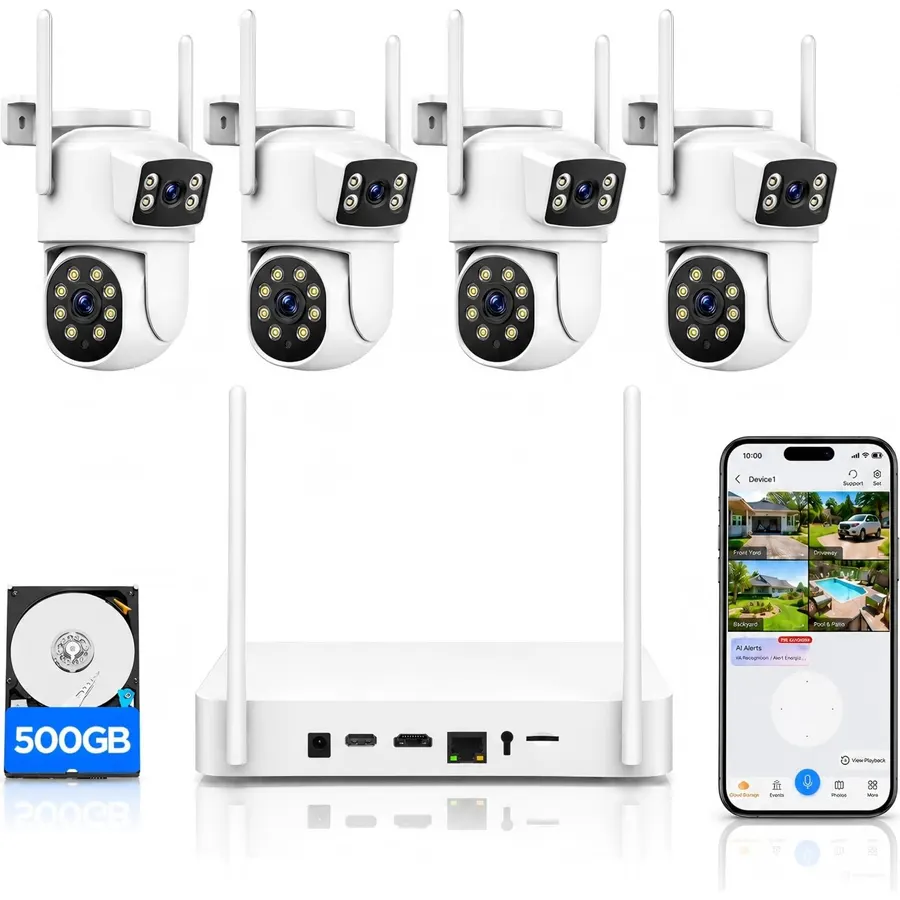 Camcamp Plug-in Wireless Security Camera Outdoor Home Security System 4 Cam