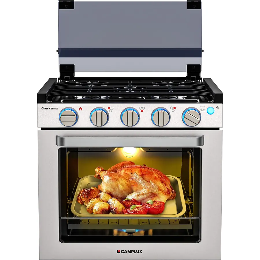 CAMPLUX RV Stove Propane Range 21 Inches, RV Oven with 3 Burners, Classic