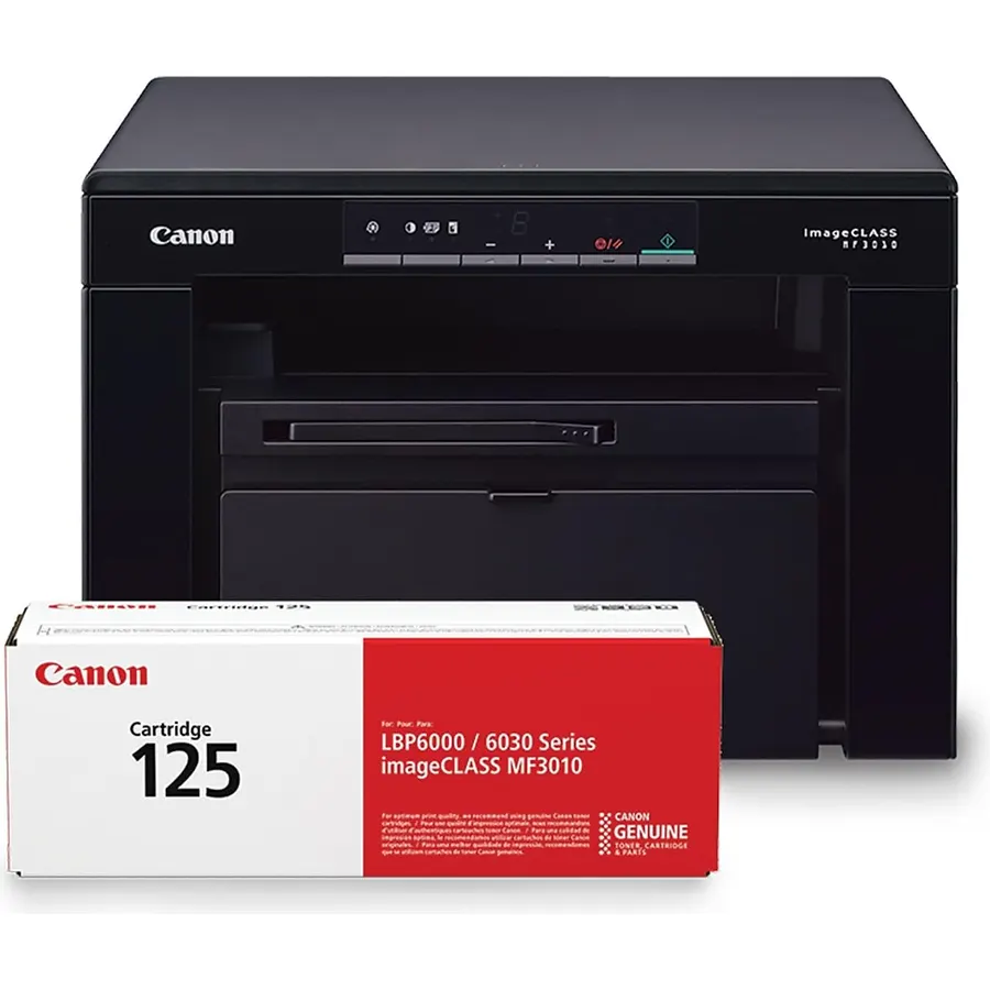 Canon imageCLASS MF3010 VP - Wired Monochrome Multifunction Laser Printer with Scanner, Copier, USB Cable Included, Up To 2,300 Page Toner Yield in Box, 19 PPM, Black