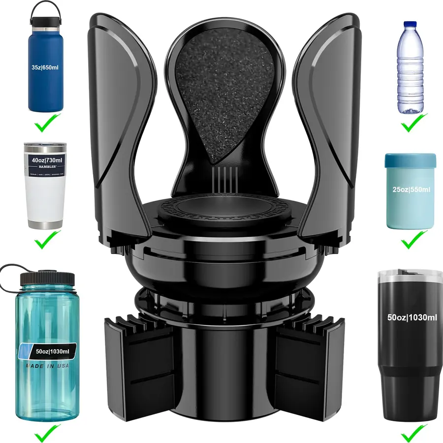 Car Cup Holder Expander, Cup Holder Extender Adapter with Expandable Arm and Adjustable Base, Compatible with Yeti Ramblers 14-64oz, Hydro Flasks 18-64oz Most Coffee Mugs Bottles & Cups