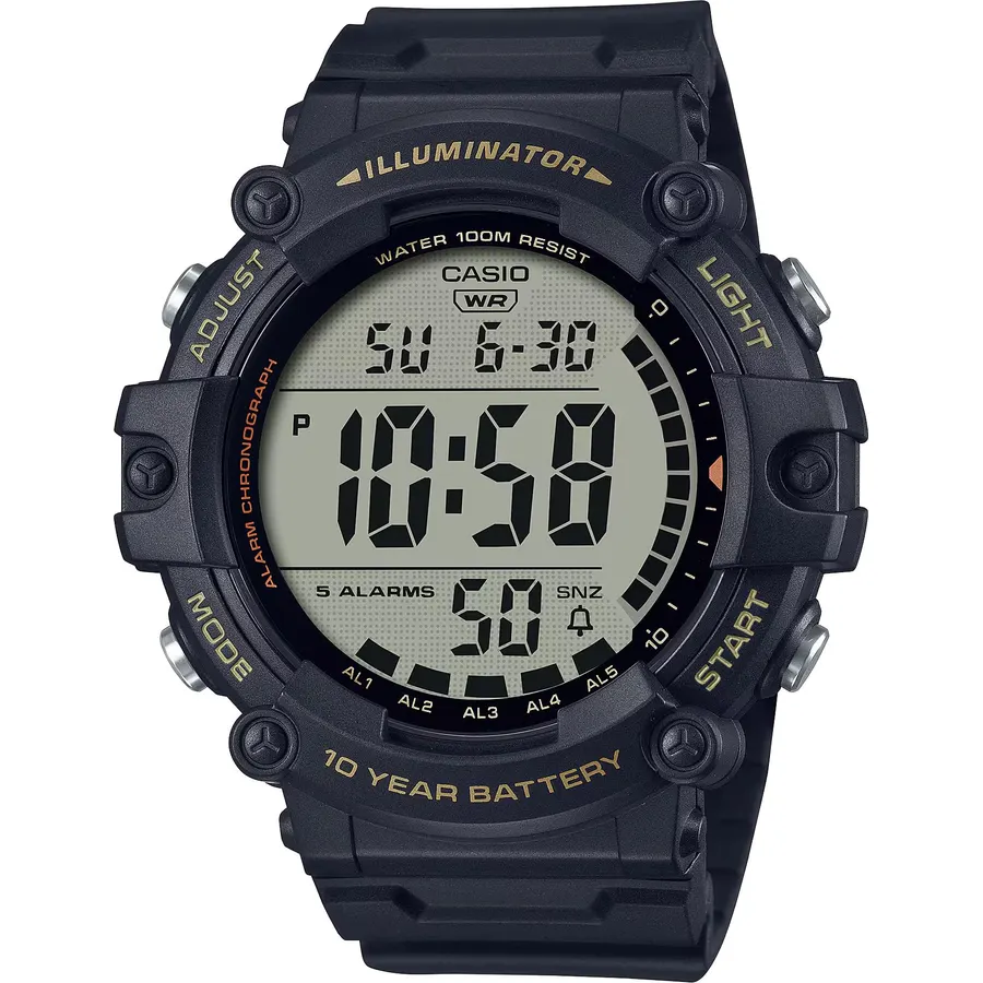 Casio AE-1600H Series | Black | 10-Year Battery | LED Illuminator | Digital Watch