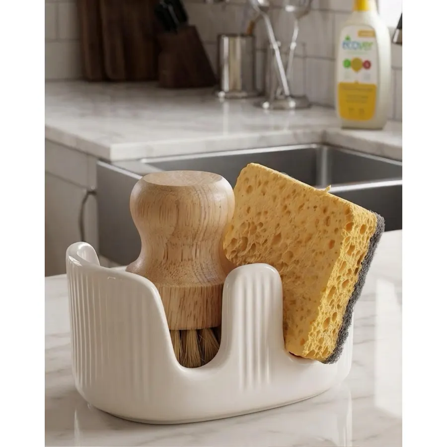 2 Pack Ceramic Soap Dish for Cleaner Shower, Decorative Soap Holder for Bar Square Shampoo or Sponge, Cute Shower Soap Dish Soap Saver Tray Container for Bathroom Kitchen Sink, Easy to Clean
