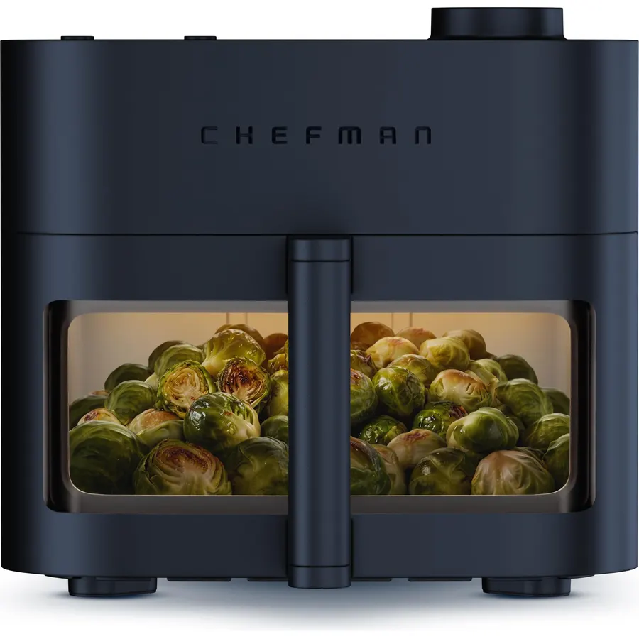 Chefman Crispinator Air Fryer 7-in-1 with 8 Qt Capacity, 450°F Max Temp & TurboFry Pro Technology for Fast, Even Results, Bake, Broil, Dehydrate, Viewing Window, Nonstick Ceramic-Coated Basket