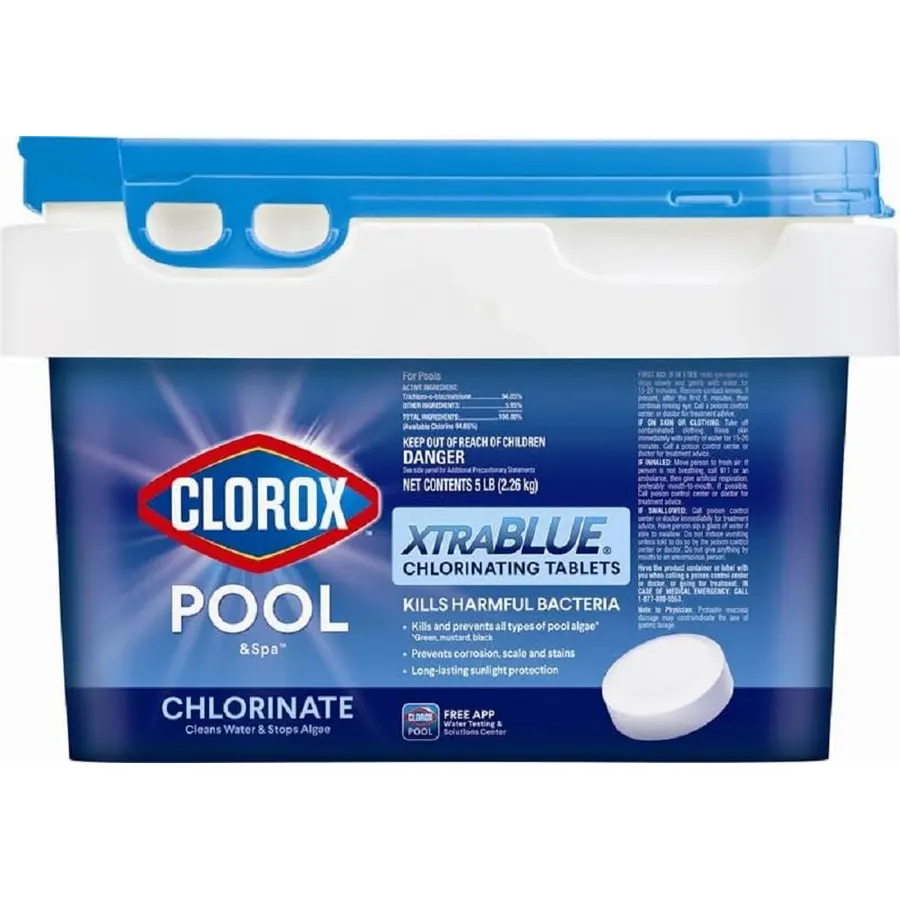 Clorox Pool&Spa XTRABLUE 3” Chlorinating Tablets, Individually Wrapped, Kills Bacteria & Stops Algae (5 LB)