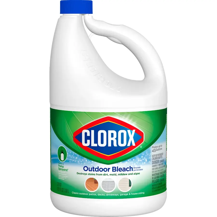 Clorox Pro Results Outdoor Bleach Cleaner, Concentrated Liquid Bleach for Outdoor Use on Metal, Fences, Patios, Decks, Driveways, Vinyl Siding Cleaner, 81 oz.