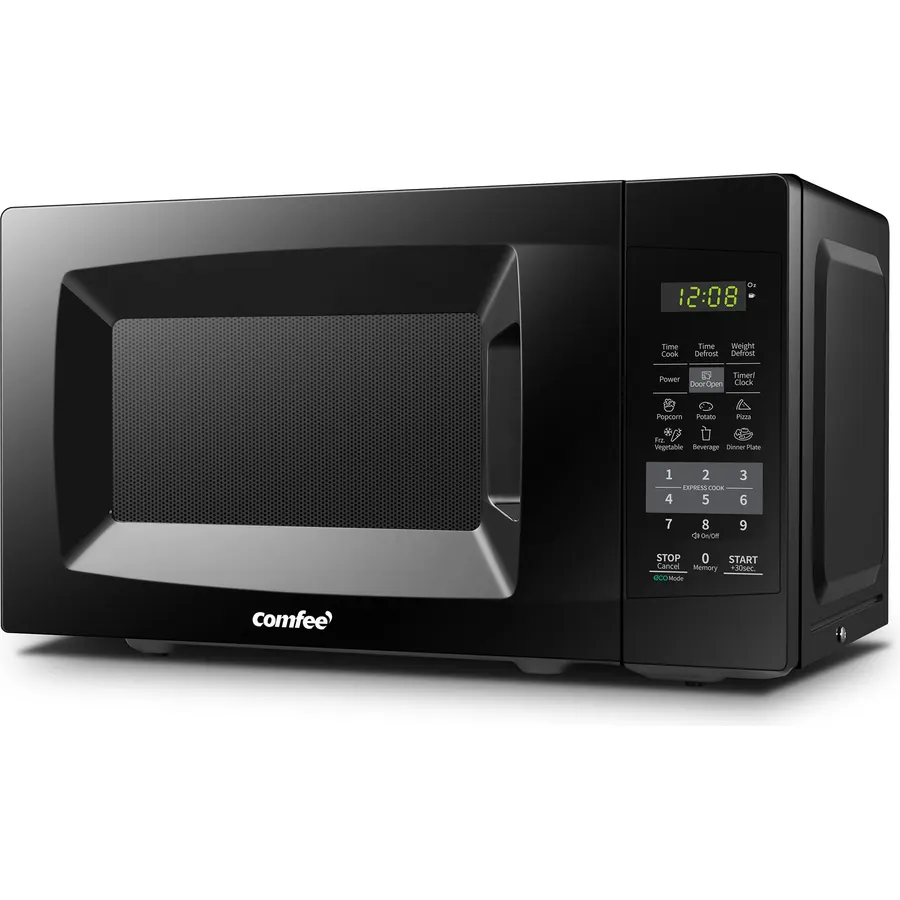 COMFEE' Countertop Microwave Oven, 0.7 Cu.Ft, 700W, Black, ECO Mode