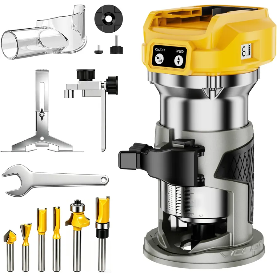 Cordless Compact Router Compatible with Dewalt 20V Battery(Bare Tool)