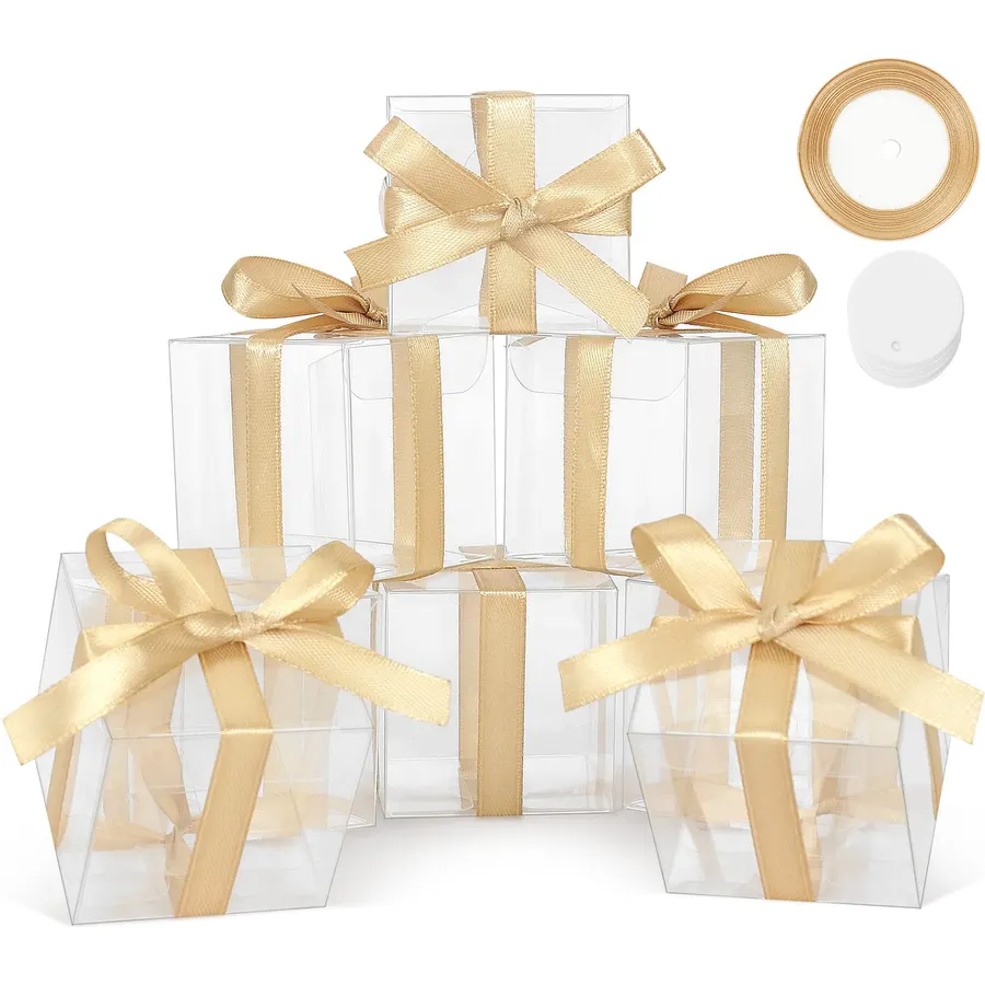 COTOPHER 35 Pcs Clear Boxes for Favors, 6x6x6 Inches Clear Gift Boxes
