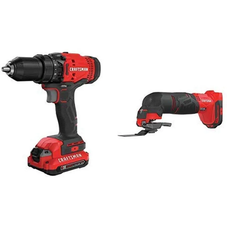 CRAFTSMAN V20 Cordless Drill/Driver Kit with Oscillating Tool (CMCD700C1 & CMCE500B)