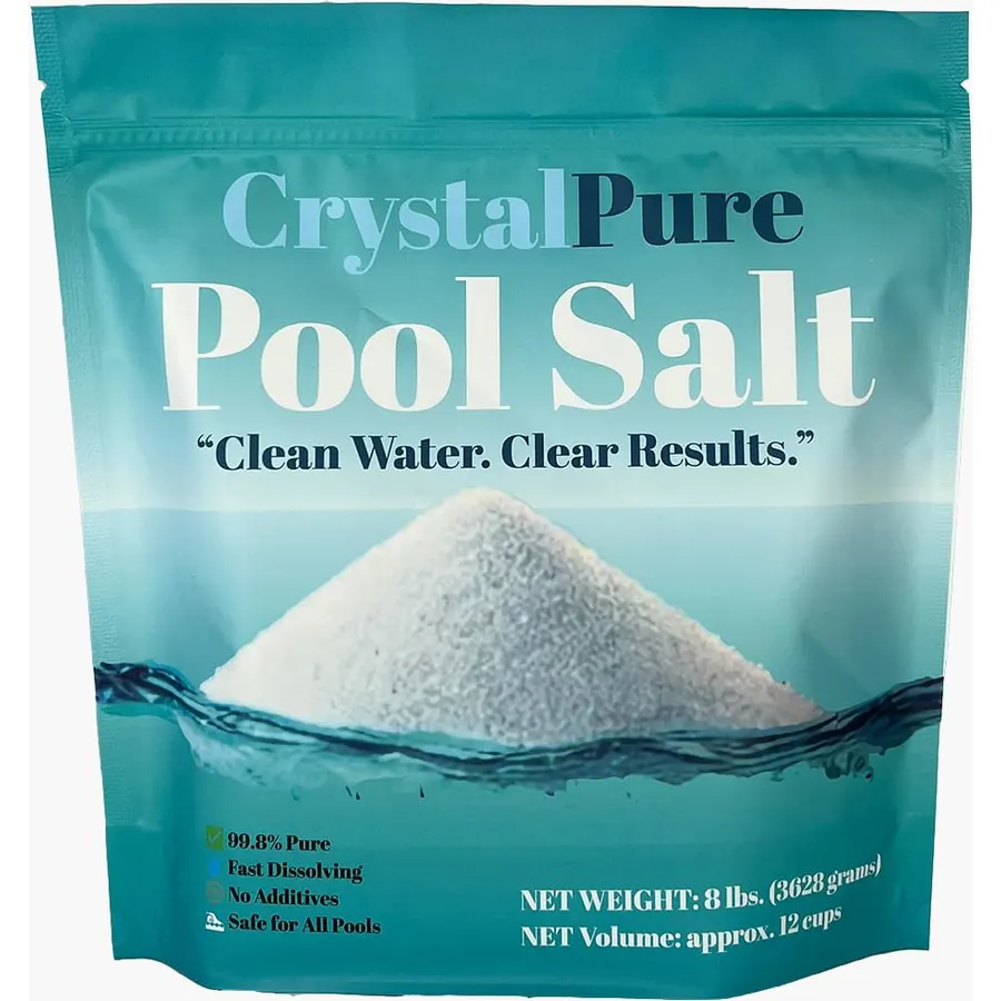 CrystalPure Pool Salt, 8 lb Bag, Fast Dissolving Pool Salt, Maintains Clean Clear Water