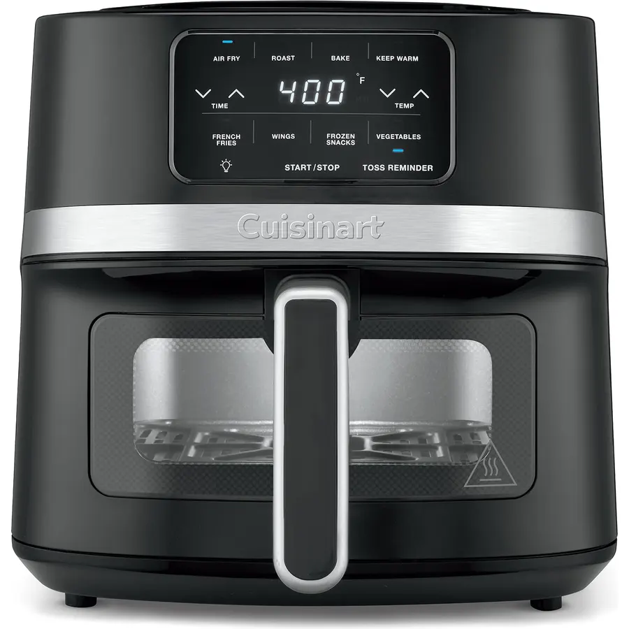 Cuisinart Air Fryer, Large 6-Quart Basket with 4 Cooking Functions to Air Fry, Bake, Roast, and Keep Warm, 3 Presets, PFAS-Free, Dishwasher-Safe Parts, AIR-180, Black & Stainless Steel