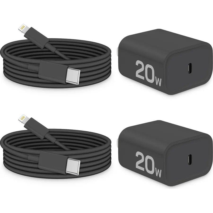 CXX Charger for iPhone 20W Fast Charging [MFi Certified, 2-Pack] USB-C PD Block & 6FT Cable Compatible with iPhone 14/13/12/11/Pro/Plus/Max/Mini/SE, iPad & More [Black]